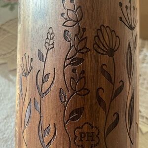 Princess House Wildflower wooden tool holder Engraved Vase - Natural Brown